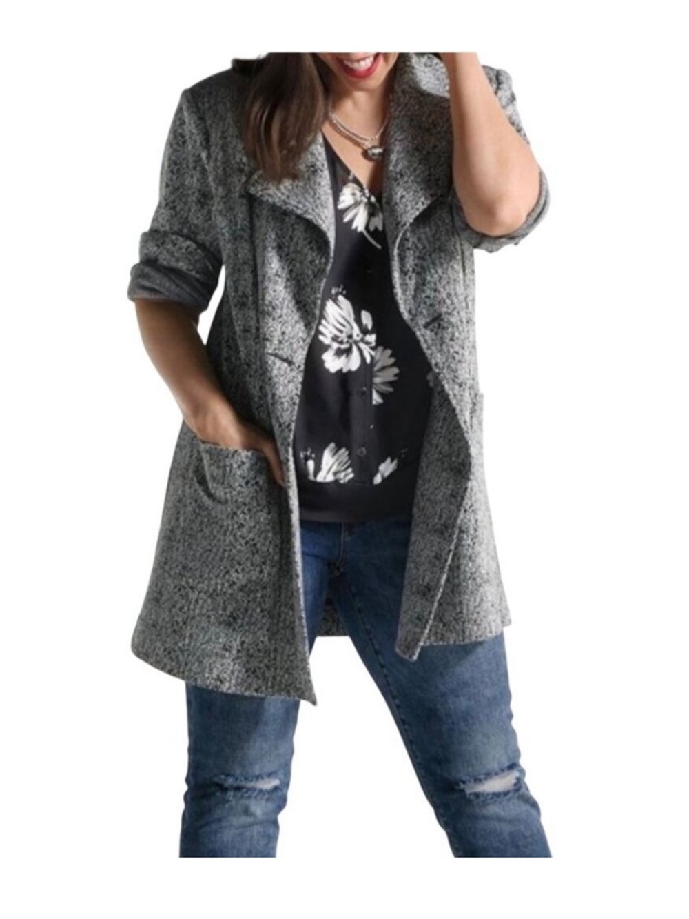 EUC Herringbone-ish Long Shacket